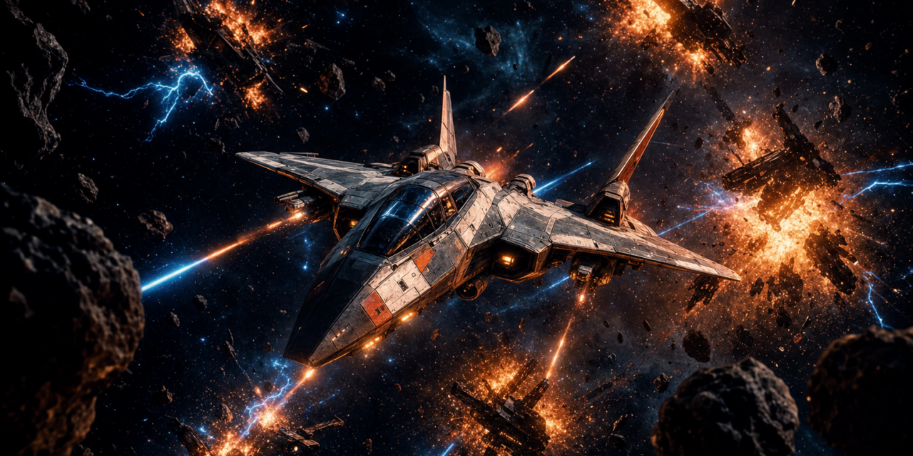 Sturmwind Dreamcast shoot-em-up — spacecraft in particle explosion cascade